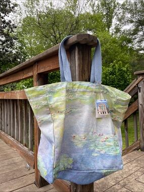 NWT NEW Water Lilies by MONET 100% Cotton Canvas Tote Bag Impressionism Boston
